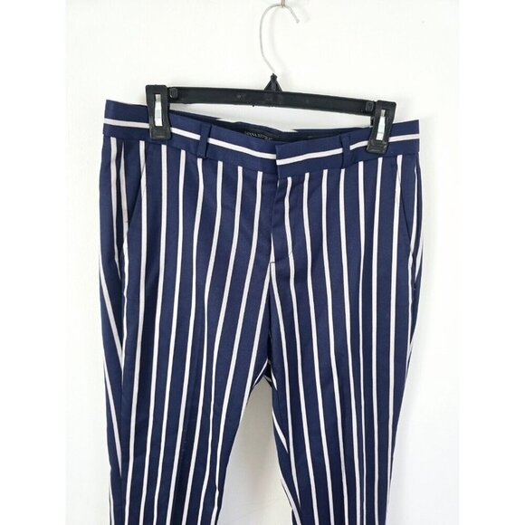 Banana Republic Ryan Navy Orange Striped Straight Leg Slacks Pants Trousers 6 S - Picture 3 of 9